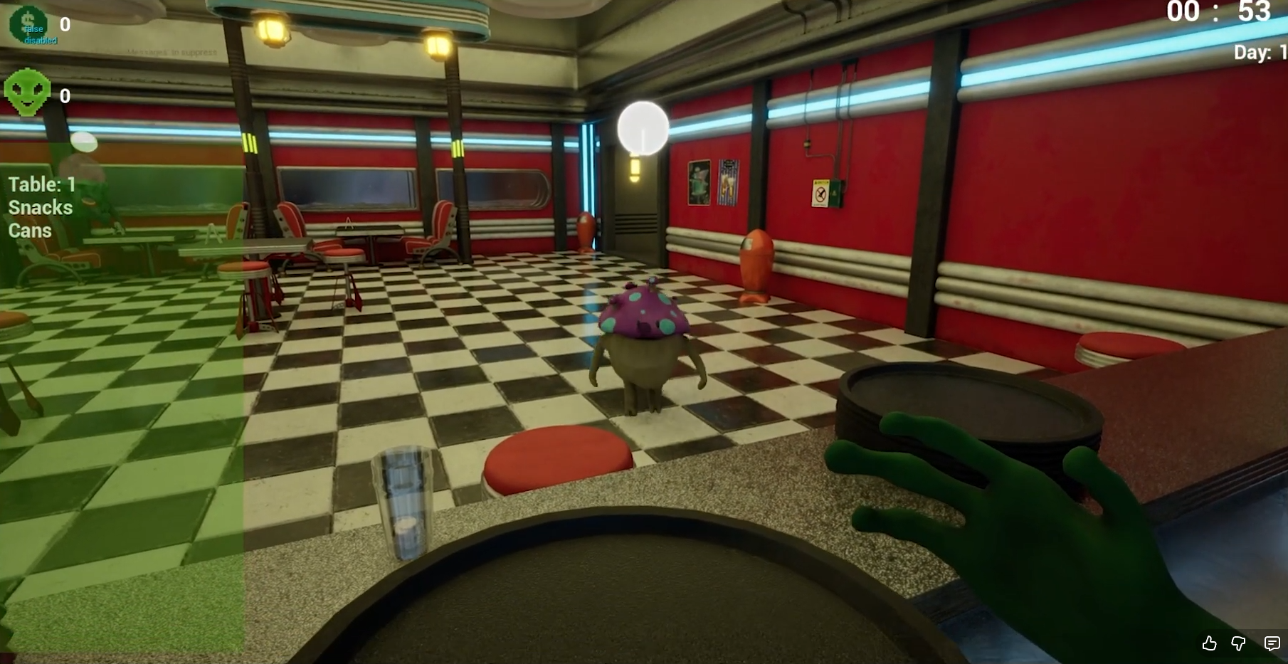 An alien approaching the bar